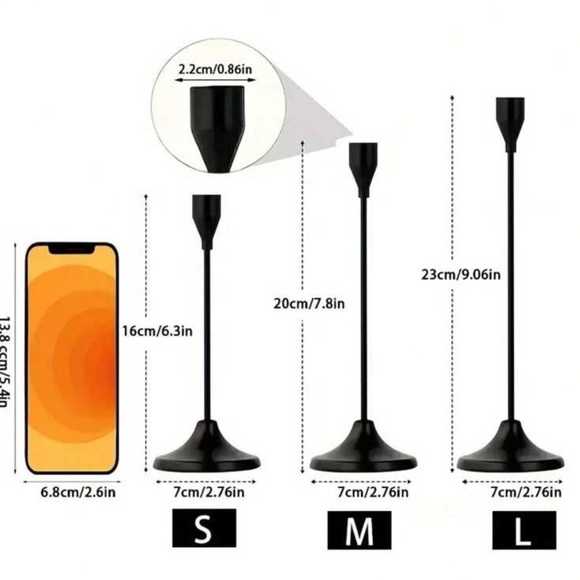 Black Candle Holders Set 12 pieces - Picture 3 of 4